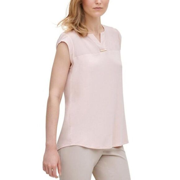 Calvin Klein Mixed Media V-Neck Top size Large - Picture 1 of 12